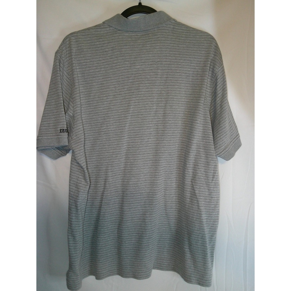 IZOD Mens XL Gray Striped Short Sleeve Polo‎ Golf Casual Shirt - Picture 2 of 3